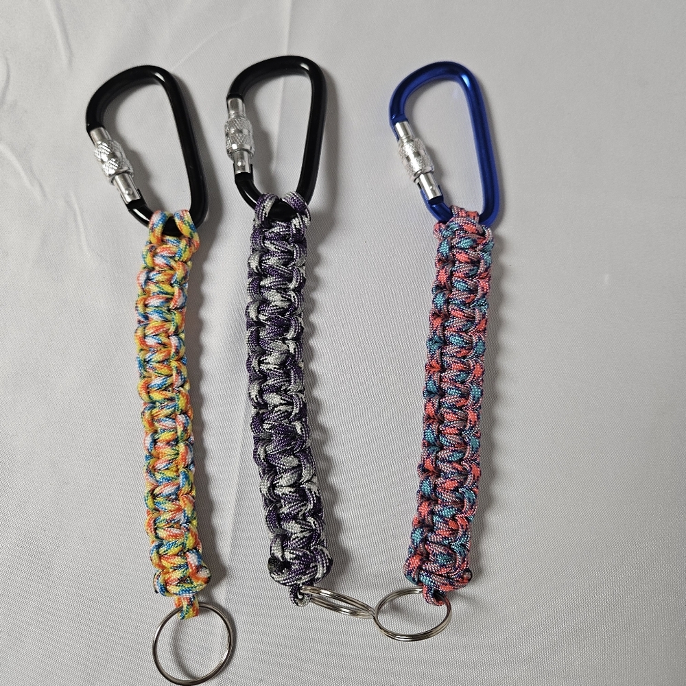 Colorful 550 Paracord Keychain Set with Carabiners